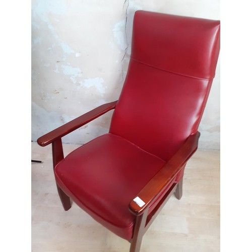 18 - A MAHOGANY FRAMED LEATHER ARMCHAIR