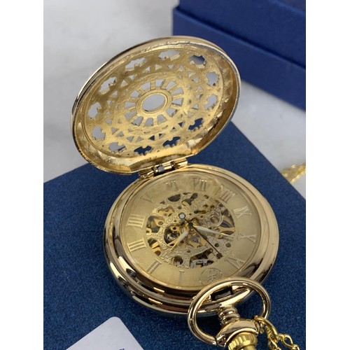 50 - A BRASS MUSICAL POCKET WATCH