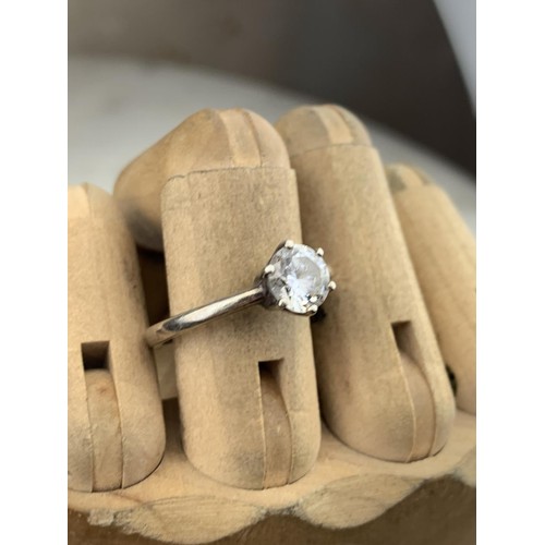 225 - A SILVER CZ SOLITAIRE RING