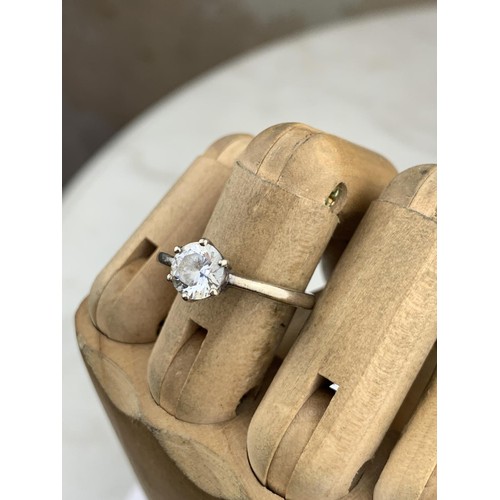 225 - A SILVER CZ SOLITAIRE RING