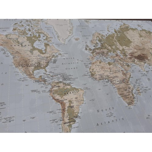 121 - CANVAS MAP OF THE WORLD 55 X 78