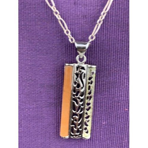 240 - DECORATIVE SILVER PENDANT ON SILVER CHAIN