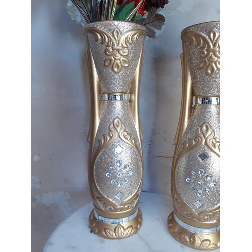 141 - PAIR OF GILT VASES 23