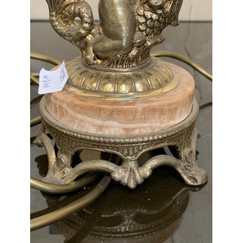 159 - ABRASS AND MARBLE CHERUB TABLE LAMP 12