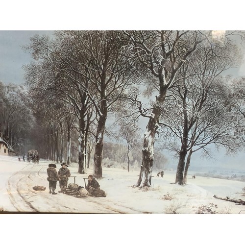 192 - A WINTER SCENE PRINT IN A MOULDED GILT FRAME 28 x 24