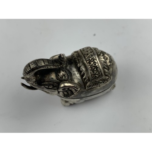 296 - ELEPHANT SNUFF BOX STAMPED 900 POSSIBLY INDIAN SILVER