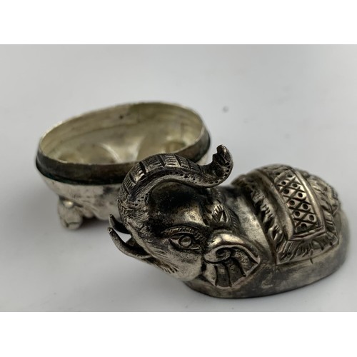 296 - ELEPHANT SNUFF BOX STAMPED 900 POSSIBLY INDIAN SILVER