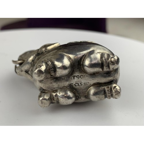 296 - ELEPHANT SNUFF BOX STAMPED 900 POSSIBLY INDIAN SILVER