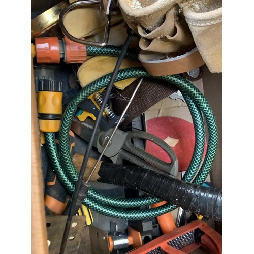 54 - A BOX OF TOOLS AND FITTINGS