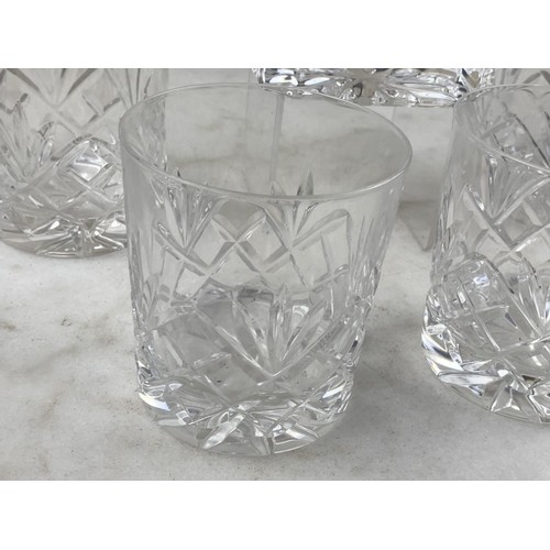 337 - A GALWAY CRYSTAL DECANTER WITH 4 MATCHING WHISKEY THUMBLERS