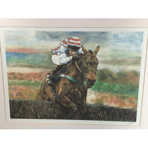 342 - A LIMITED EDITION 39/200 HORSE RACING PRINT 23 x 19