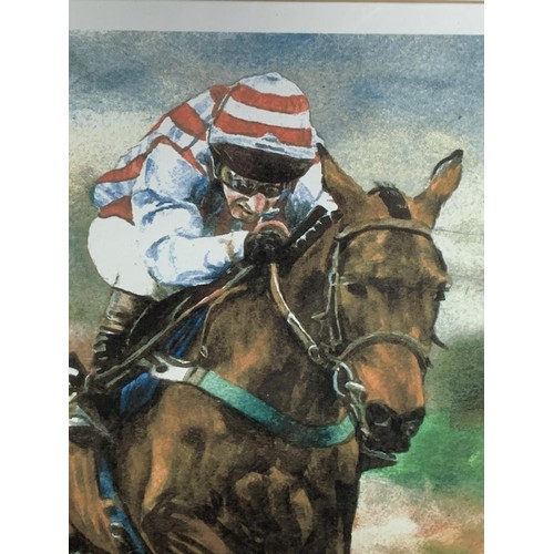 342 - A LIMITED EDITION 39/200 HORSE RACING PRINT 23 x 19