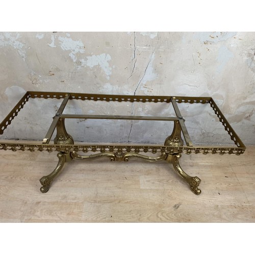 354 - A BRASS AND MARBLE COFFEE TABLE