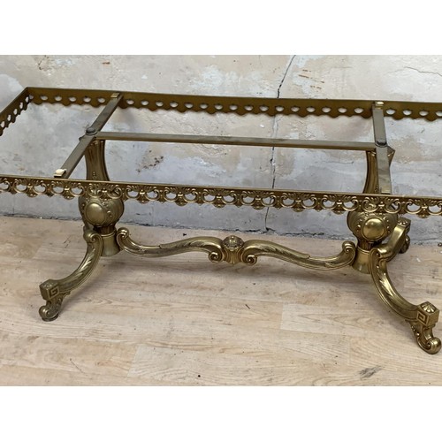 354 - A BRASS AND MARBLE COFFEE TABLE