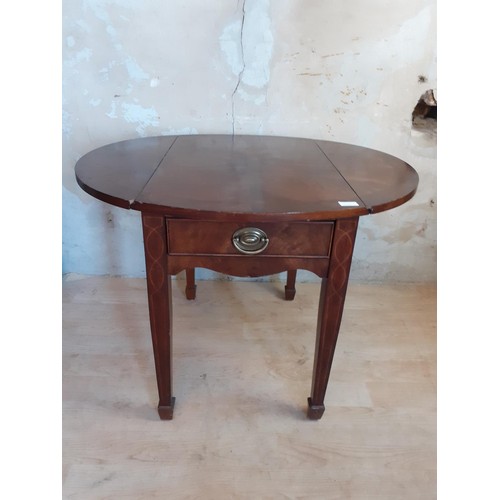 422 - INLAID 1 DRAWER DROP LEAF TABLE