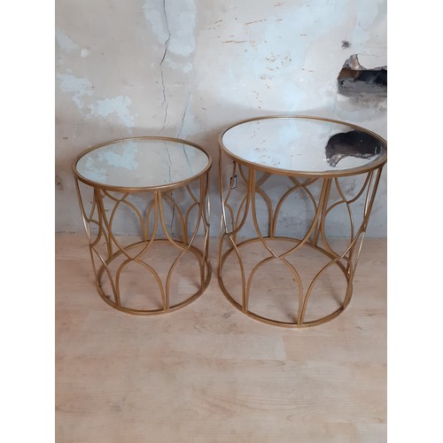 427 - NEW GILT MIRRORED TOP NEST OF 2 TABLES