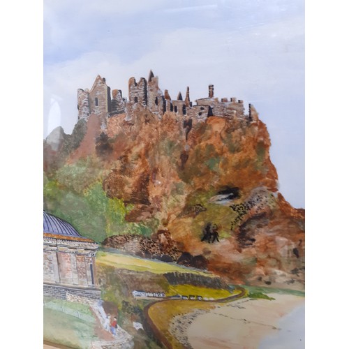 374 - AN OIL PAINTING OF DUNLUCE CASTLE SIGNED Wm LIVINGSTONE 13x13