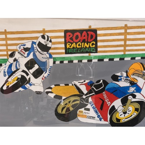 402 - ROAD RACING IRELAND A PAINTING BY G MCCLEAN OF JOEY DUNLOP 35 x 26