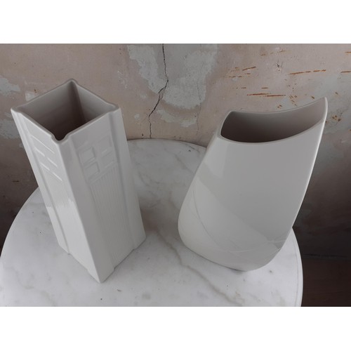 517 - PAIR OF BELLEEK LIVING VASES 15