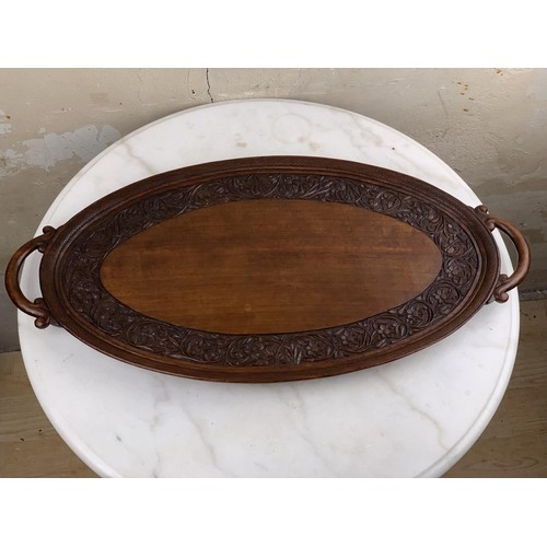 540 - A CARVED HARDWOOD TRAY (2 HANDLED) 24