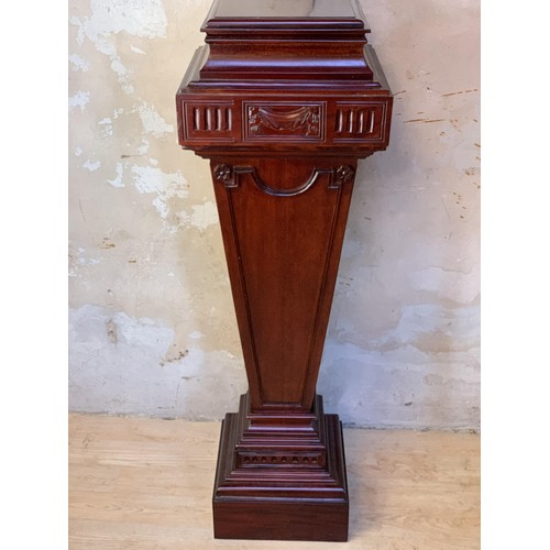 618 - LARGE MAH CARVED PEDESTAL 4ft tall