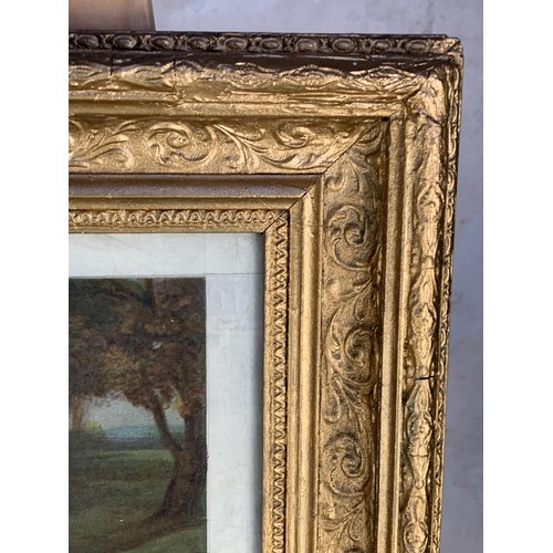 612 - AN ANTIQUE GILT FRAMED 