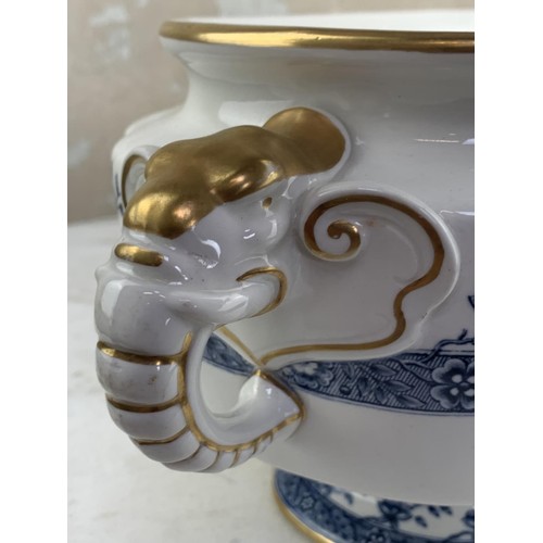 638 - A ROYAL WORCESTER TUREEN ELEPHANT HEAD HANDLES WITH GILDED TRIM (no lid)