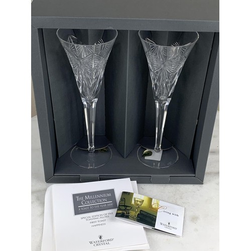 657 - WATERFORD CRYSTAL TOASTING FLUTES BOXED