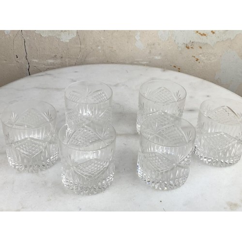 703 - A SET OF 6 CRYSTAL HEAVY TYRONE CRYSTAL WHISKEY THUMBLERS