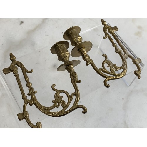 727 - A PAIR OF MINITURE BRASS SCONCE