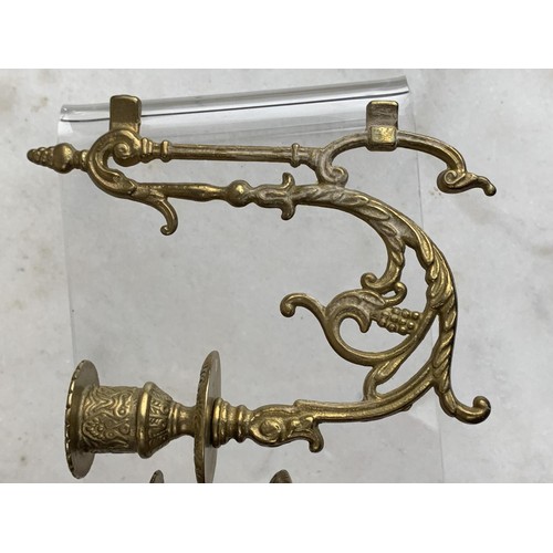 727 - A PAIR OF MINITURE BRASS SCONCE