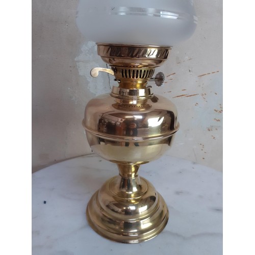 744 - BRASS BOWL OIL LAMP