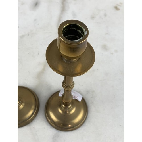 682 - HEAVY BRASS CANDLE STICKS