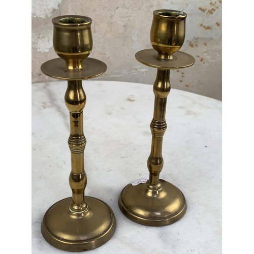 682 - HEAVY BRASS CANDLE STICKS