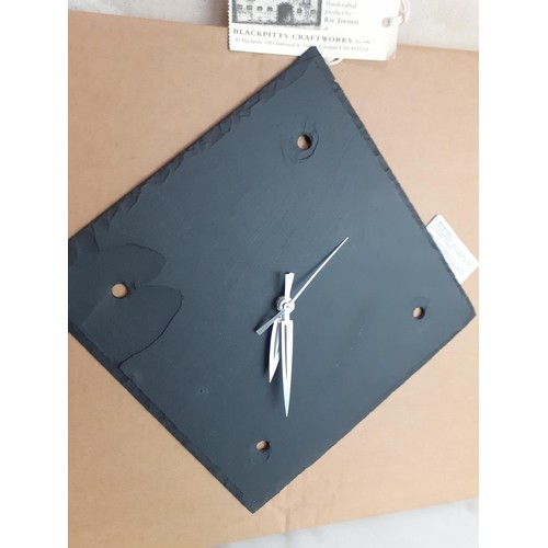 733A - AN IRISH  HAND CRAFED SLATE CLOCK (BLACKPILLS CRAFTWORK)