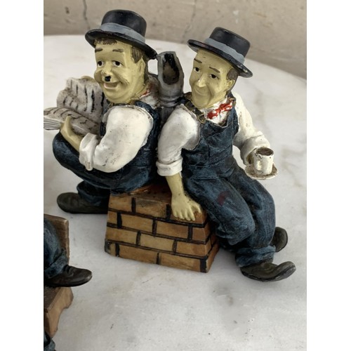 10 - 3 LAUREL & HARDY FIGURINES 1 OF WHICH IS A TRINKET BOX