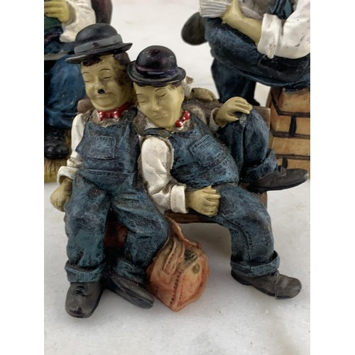 10 - 3 LAUREL & HARDY FIGURINES 1 OF WHICH IS A TRINKET BOX