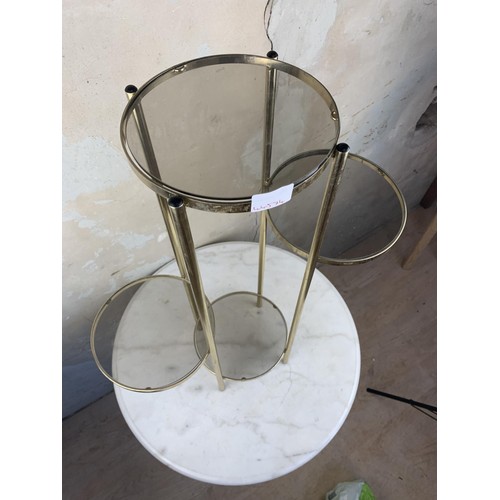 27 - A BRASS AND GLASS PLANTSTAND