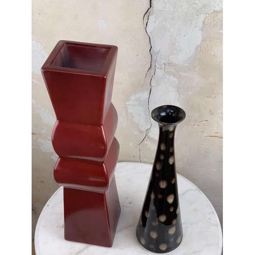 64 - 2 POTTERY VASE TALLER 24