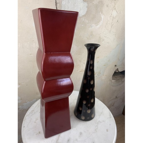 64 - 2 POTTERY VASE TALLER 24