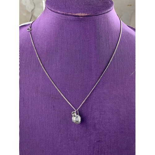 198 - SILVER CHAIN WITH FULLY HALLMARKED JUG PENDANT