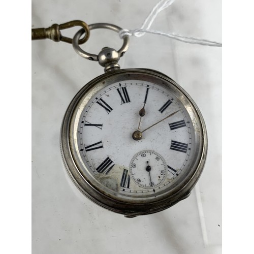 204 - SILVER POCKET WATCH WITH KEY