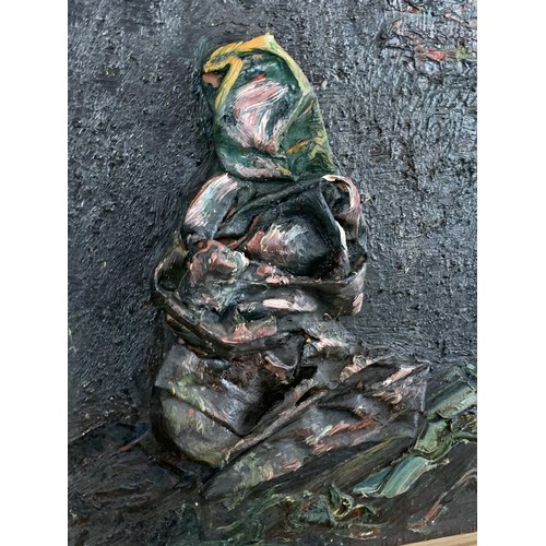 206 - AN OIL ON PANEL MOTHER AND CHILD BY P RANDALL FLYNN 28X23.5