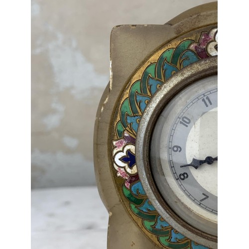 209 - ONYX AND CLOISONNE CLOCK 4