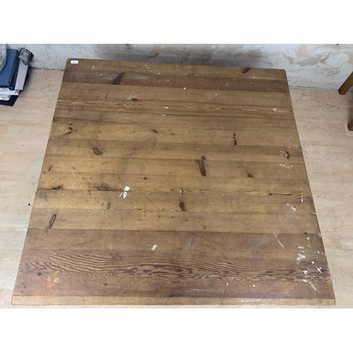 188 - A LARGE CHUNKY RECLAIMED PINE COFFEE TABLE 4FT SQ TOP