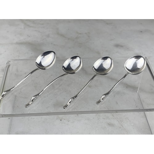 233 - A SET OF 4 DUCK HEAD HANDLE SPOONS BIRHINGHAM SILVER 1907 WEIGHS 39 GRAMS