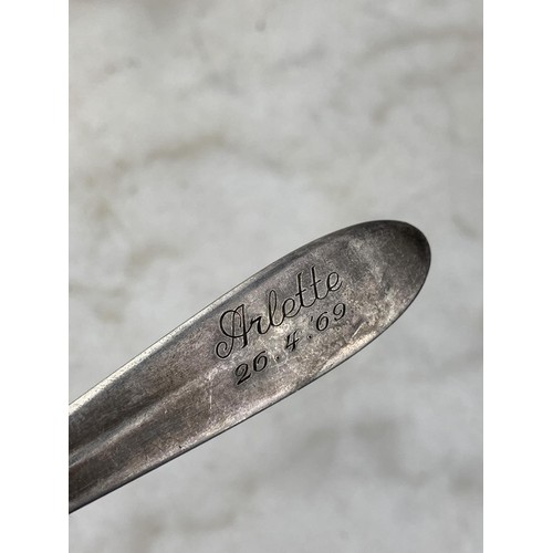 249 - AN EARLY FRENCH SILVER SPOON ENGRAVED WITH THE DATE 1869 WEIGHS 58.4 GRAMS