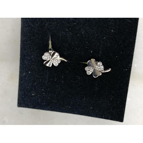 314 - A PAIR OF SILVER 4 LEAF CLOVER EARRINGS