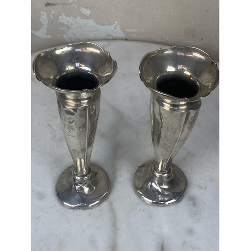 317 - A FULLY HALLMARKED PAIR OF SILVER SPILL VASE