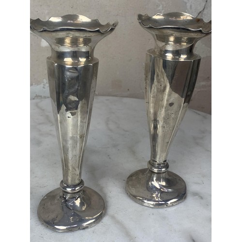 317 - A FULLY HALLMARKED PAIR OF SILVER SPILL VASE